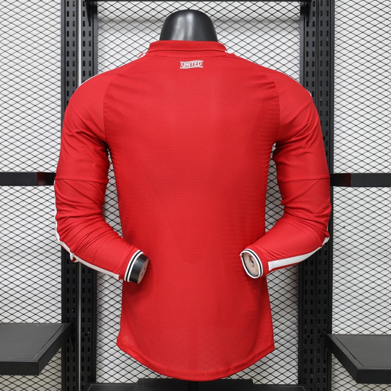 Player Version 26/27 Manchester United Red Polo Collar  Long Sleeve Jersey