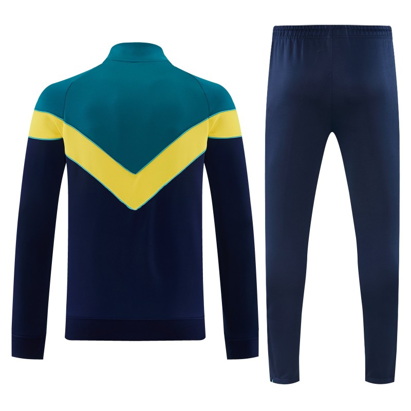 26/27 Brazil Teal&Navy Blue Full Zipper Jacket Tracksuit + Long Pants