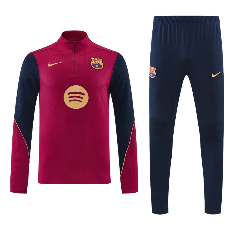 26/27 Barcelona Red & Black Half Zipper Jacket Tracksuit + Long Pants