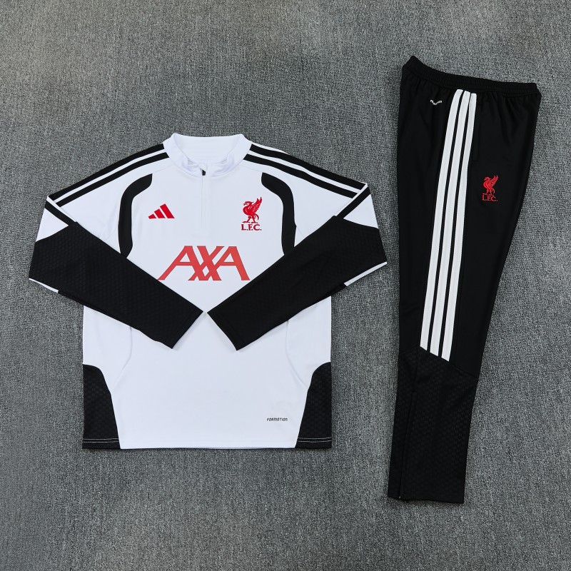 26/27 Liverpool White Half Zipper Jacket Tracksuit + Long Pants