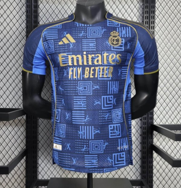 25/26 Player Version Real Madrid Blue Geometric Pattern Away Jersey