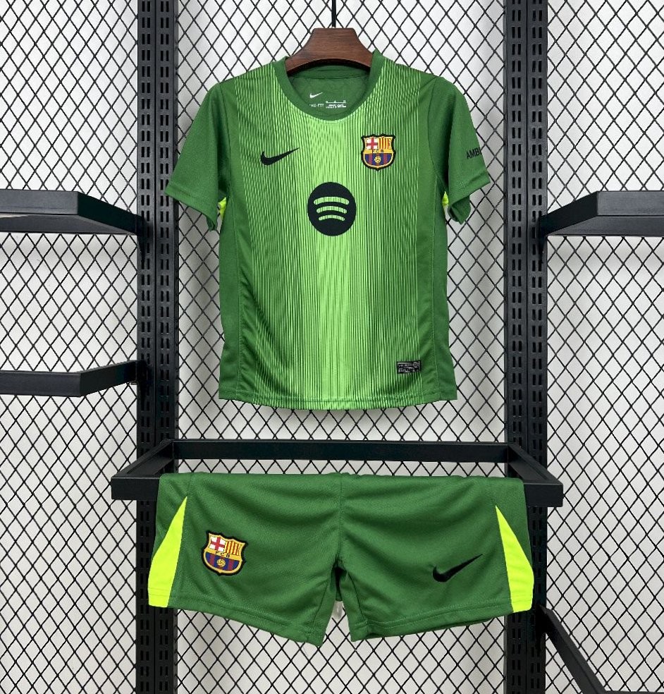 2025/26 Kids Barcelona Goalkeeper Green Kit