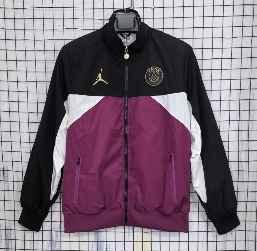 25/26 PSG Black/Purple Full Zipper Windbreaker