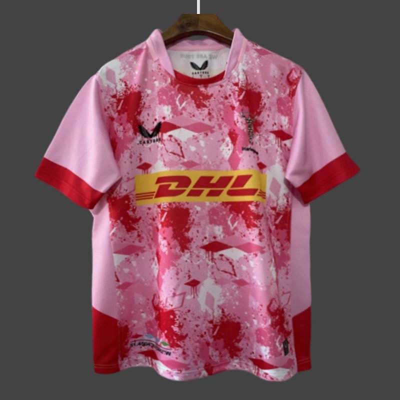 25/26 Harlequins Pink with Flamingo Splatter Pattern Jersey