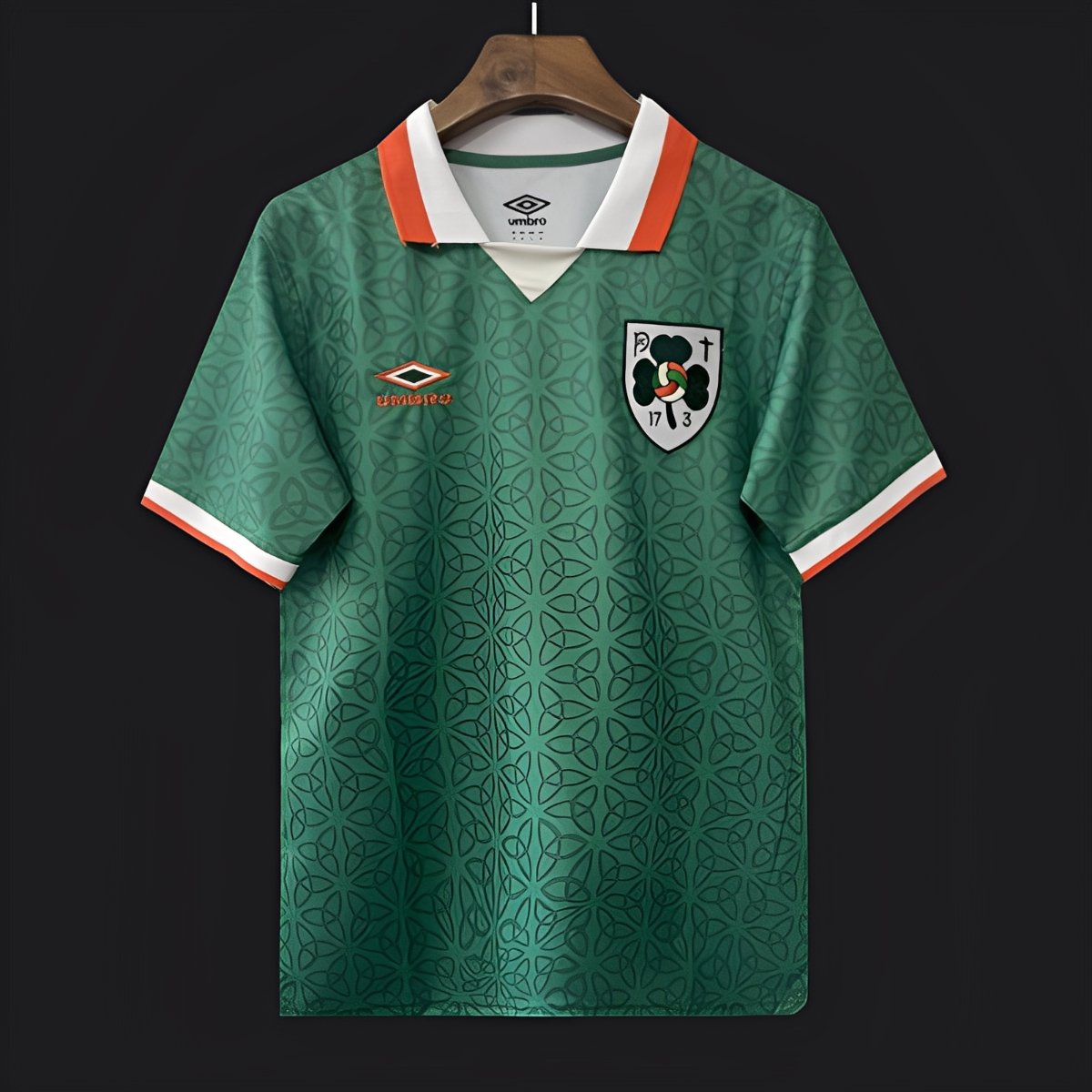2025 Ireland Green with Celtic Knot Pattern and Orange Trim Jersey