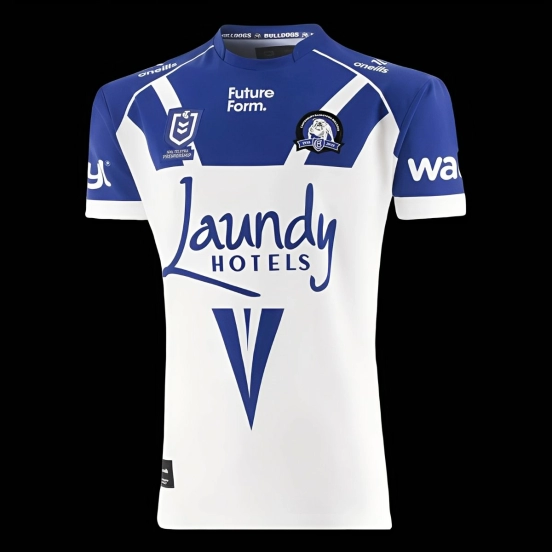 25/26 Canterbury-Bankstown Bulldogs White with Blue Shoulders Away Jersey