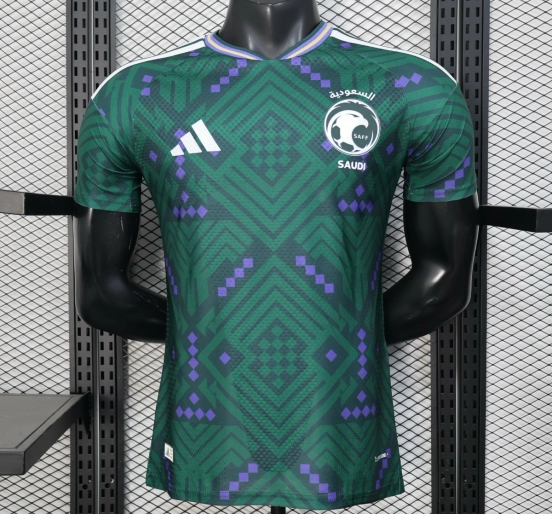 Player Version 2026 Saudi Arabia Home Green with Geometric Diamond Pattern Jersey
