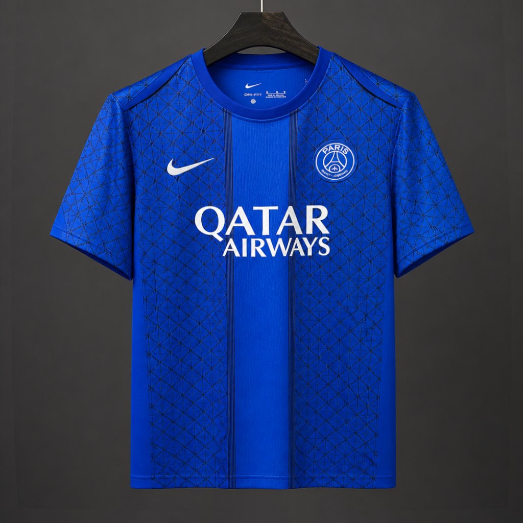 25/26 PSG Academy Pro Pre-Match Blue Paris Saint-Germain Geometric Pattern Pre-Match Jersey