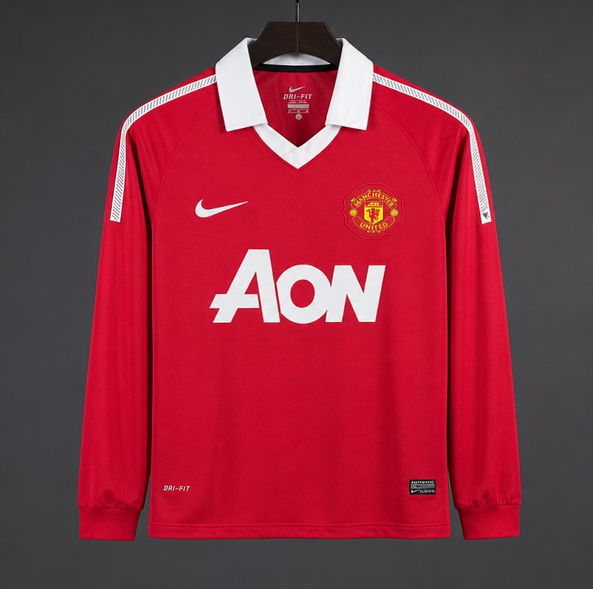 Retro 10/11 Manchester United Home Long Sleeve Jersey