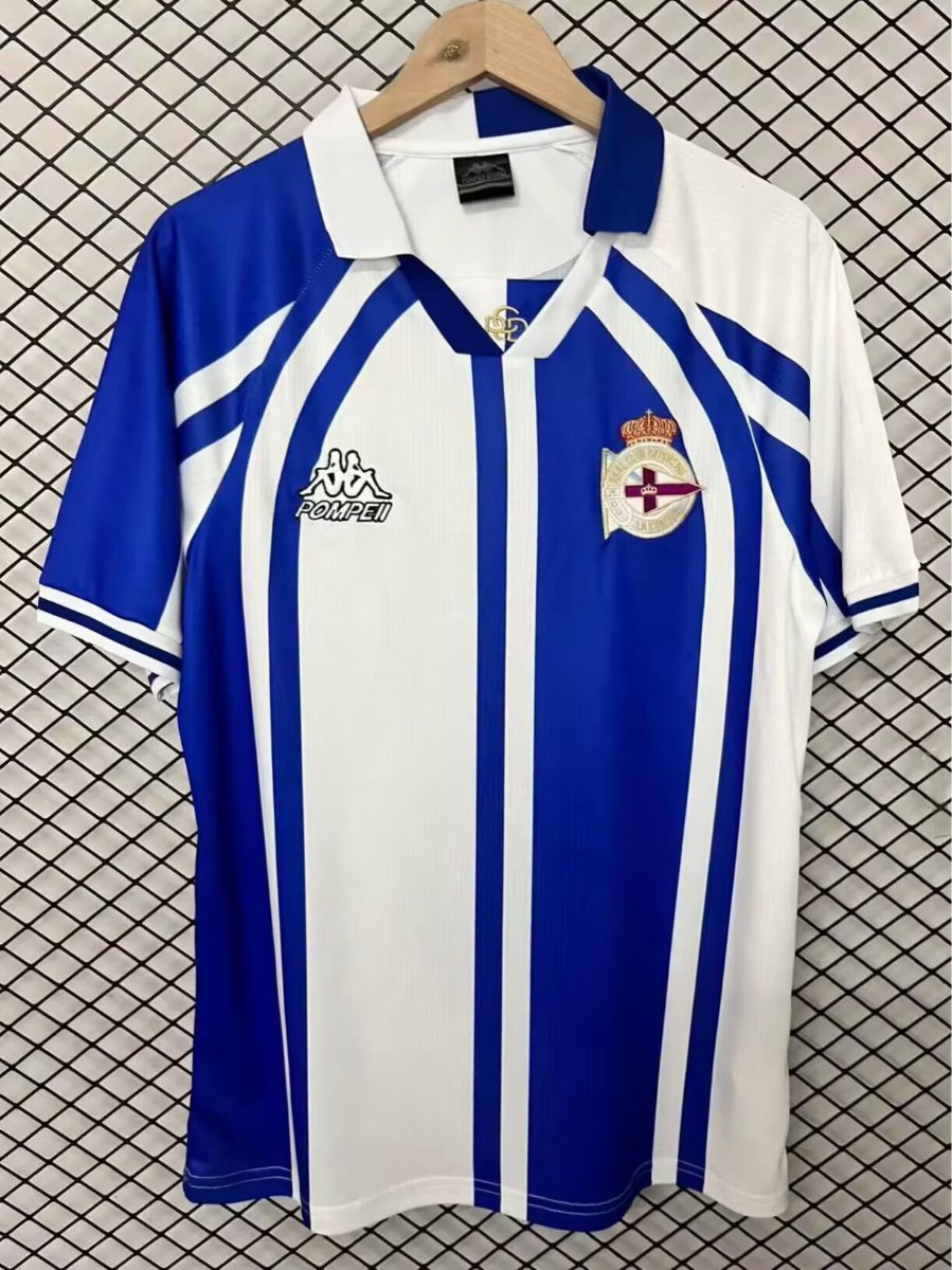 Retro  Deportivo La Coruña Blue & White Stripe Home Jersey