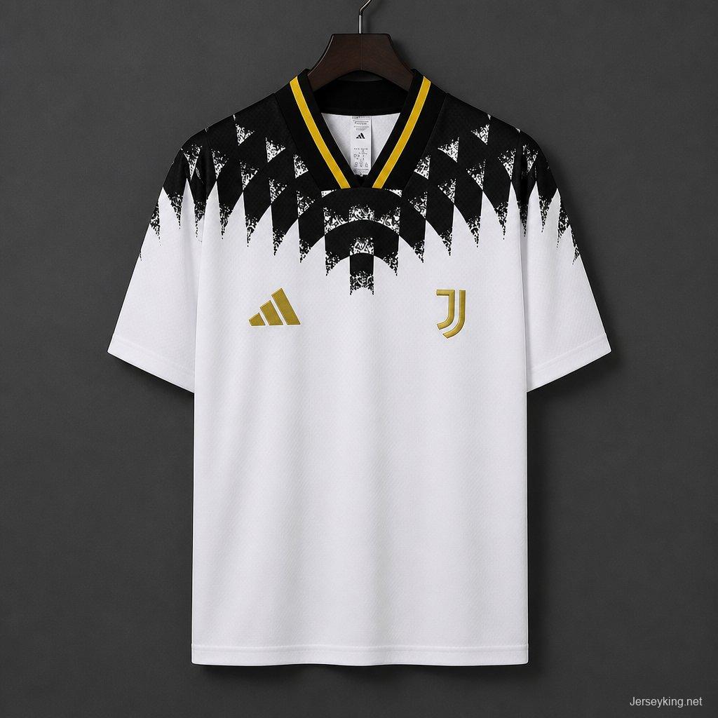 26/27 Juventus White with Black Geometric Pattern 1994 Vintage Remake Jersey