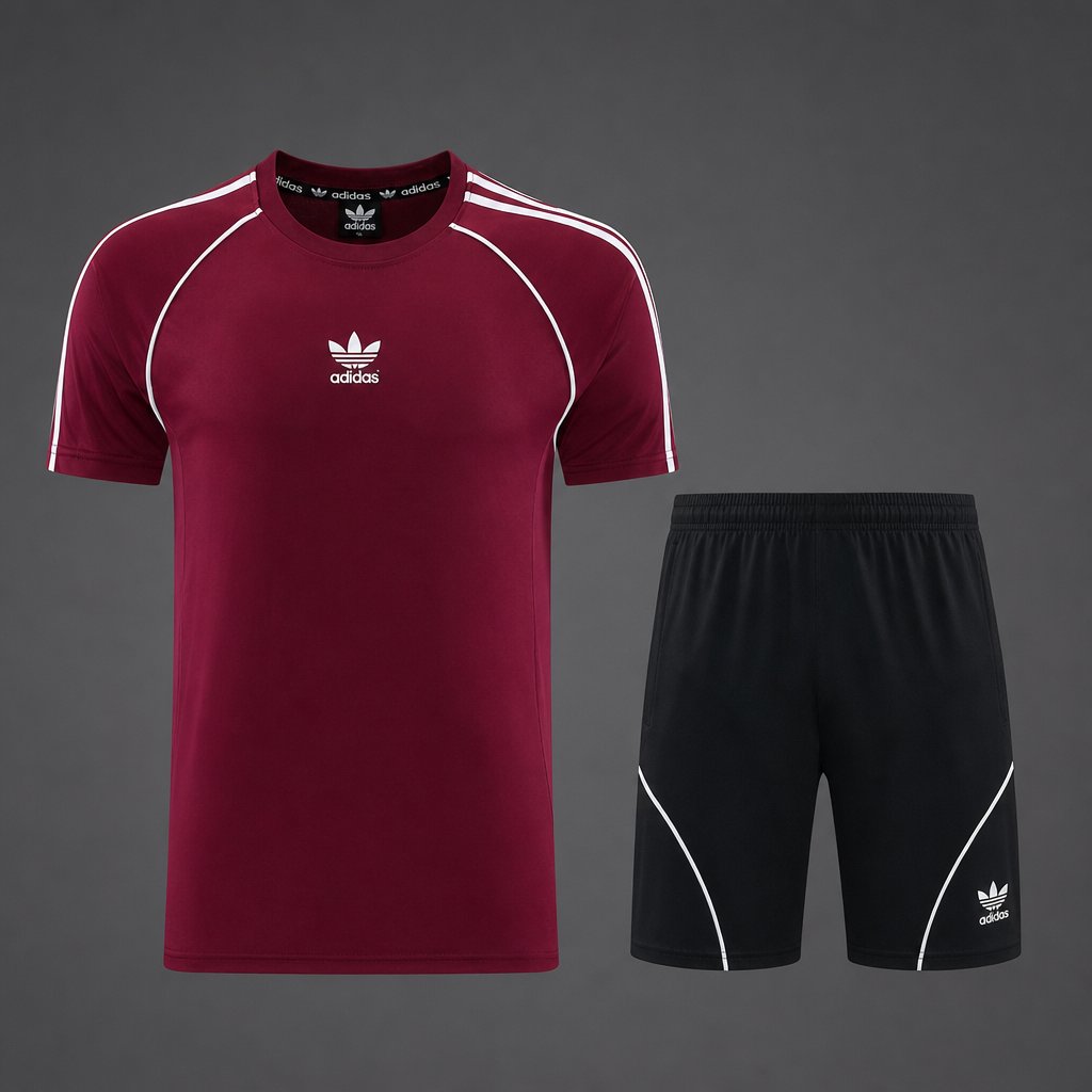 26/27 Adidas AD15  Dark Red Short Sleeve+Soccer Shorts